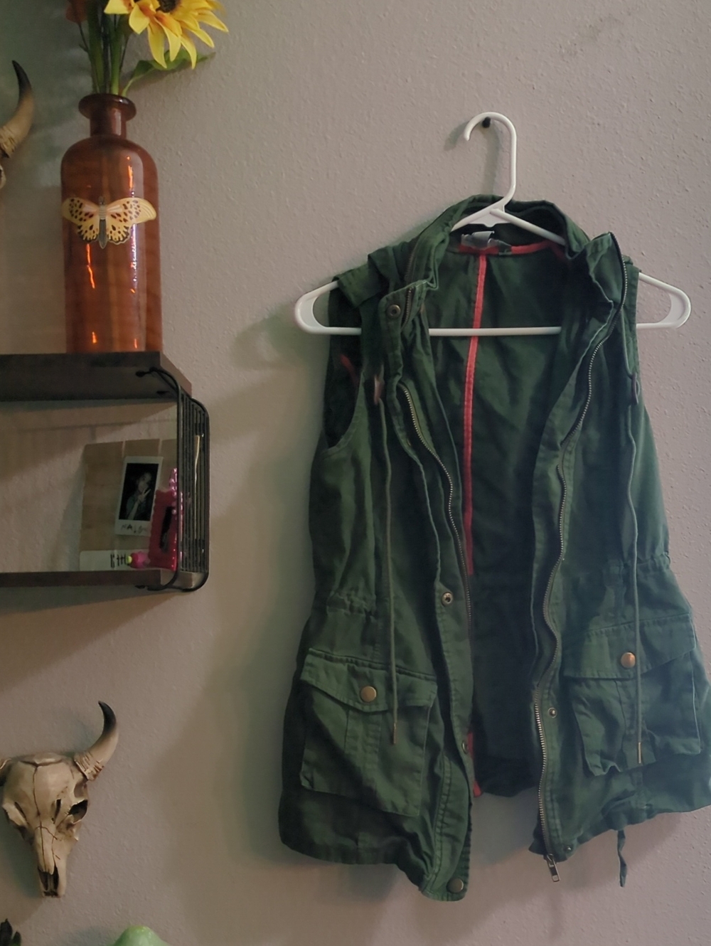 Market & Spruce Olive Green Hooded Utility Vest